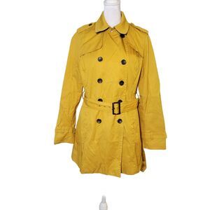 Banana Republic Yellow Trench Coat Women S Double Breasted Belted Rain Coraline
